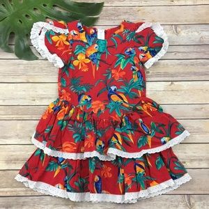 Girl’s vintage parrot print Hawaiian dress